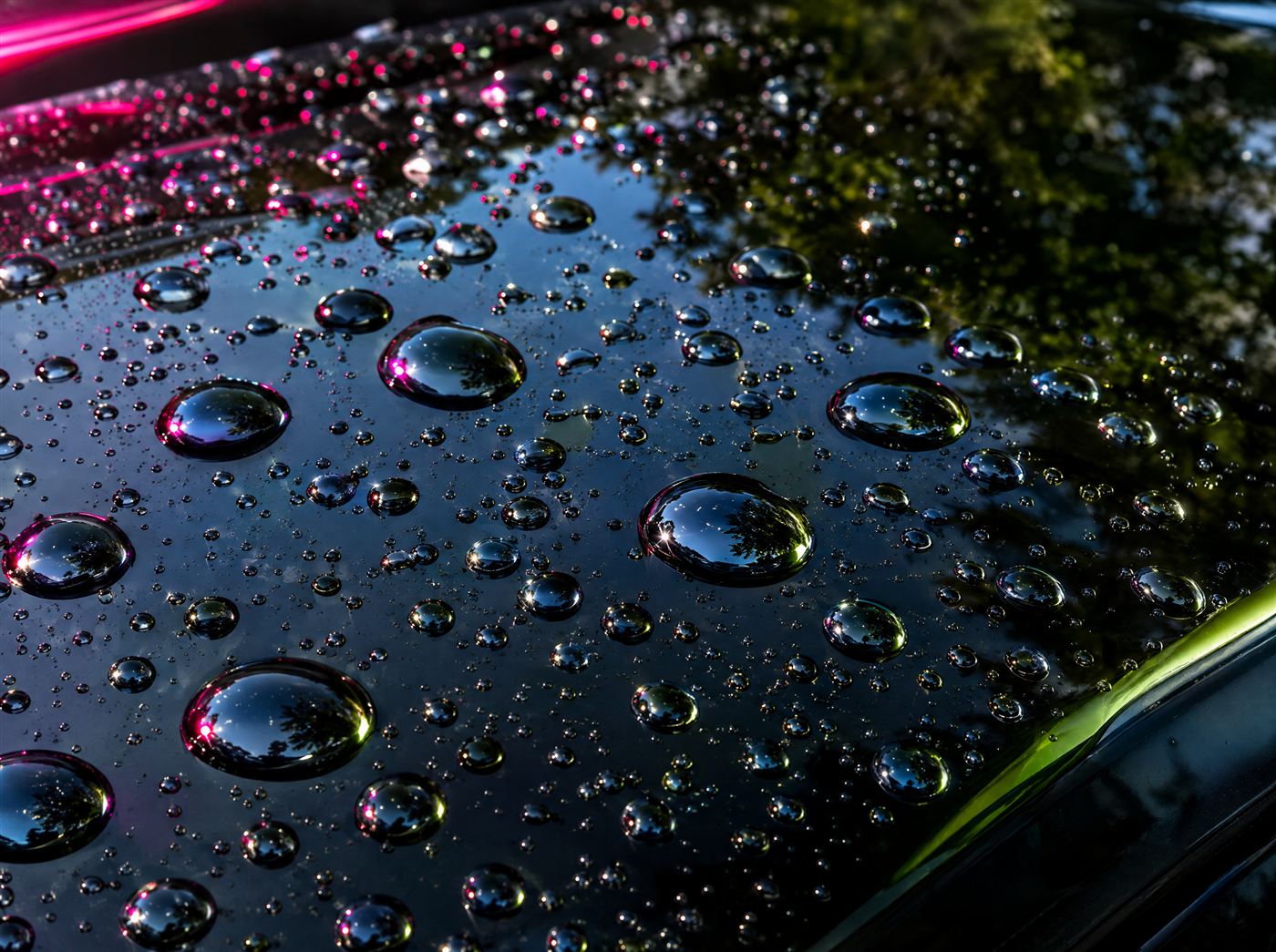 Water beading on ceramic coated black paint